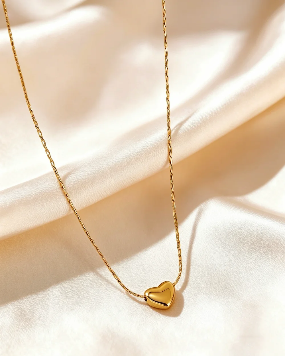 Amora Liquid Heart 18K Gold Electroplated Stainless Steel and Titanium Steel Necklace in Gold